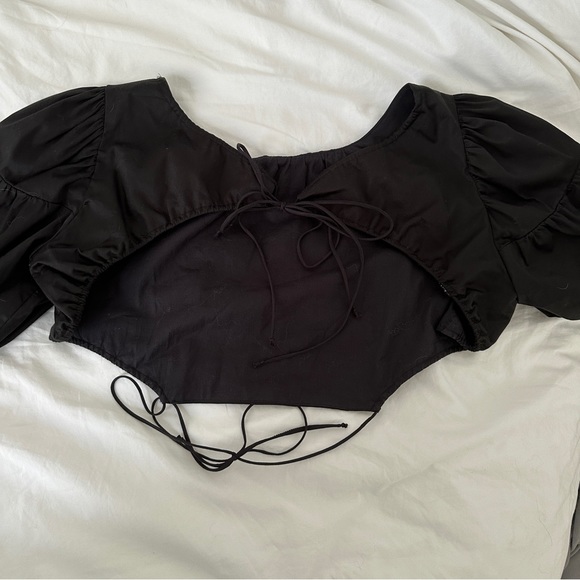 For Love and Lemons Backless Crop Top with Statement Sleeves - Picture 3 of 7